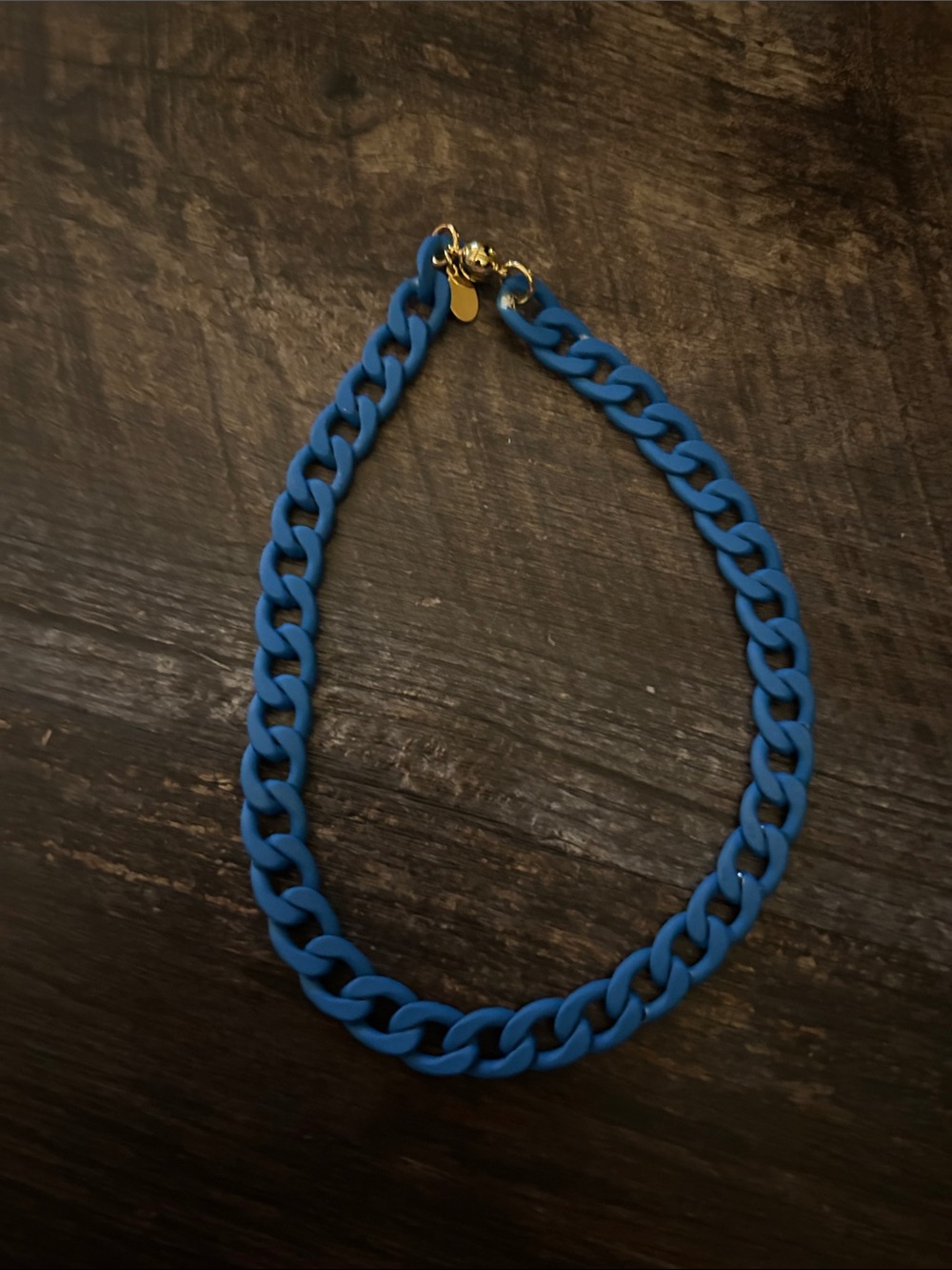 By Alexa Rae Blue Shakira Link Necklace with Gold magnetic Clasp